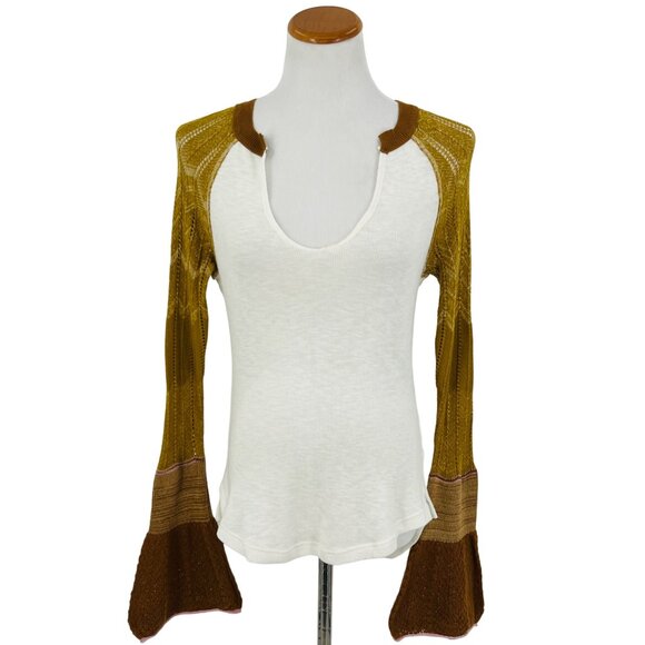 Free People x We The Free Retro Long Bell Sleeve Knit Thermal Top - Picture 2 of 12